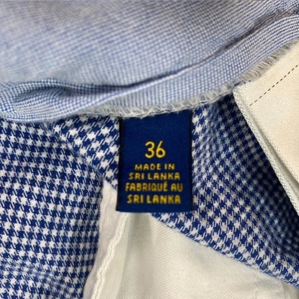 Polo Ralph‎ Lauren Mens 36 Blue White Houndstooth Stretch Classic Fit Shorts